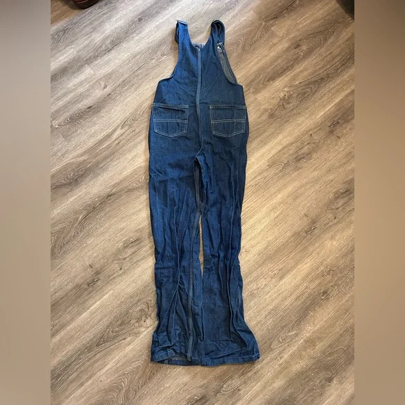 Liberty Bib Overalls Youth 16 Regular Blue Denim Adjustable Straps Green Trim - Picture 13 of 15